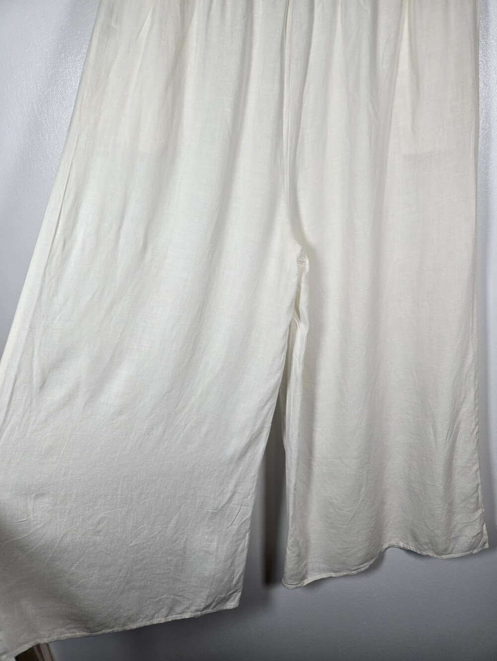Hunter & Brown Off White Linen Blend Lightweight Wide Leg Pants Size Large - Picture 9 of 13